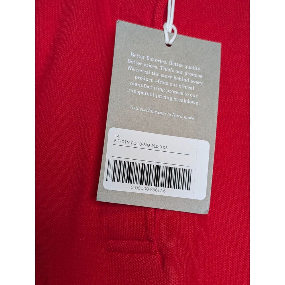 Everlane NWT Red Organic Cotton XXS Polo Shirt Oversized Minimalist Preppy Top - Picture 5 of 6